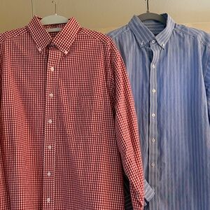 Club Room Red Gingham and Blue Pinstripe Shirts